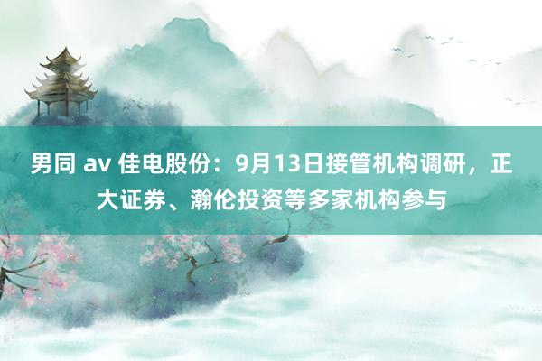 男同 av 佳电股份：9月13日接管机构调研，正大证券、瀚伦投资等多家机构参与