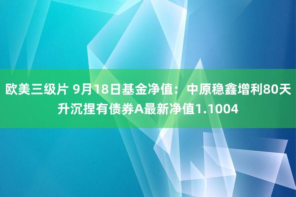 欧美三级片 9月18日基金净值：中原稳鑫增利80天升沉捏有债券A最新净值1.1004