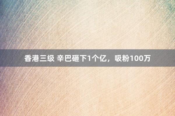 香港三级 辛巴砸下1个亿，吸粉100万