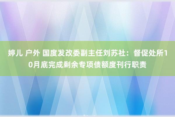 婷儿 户外 国度发改委副主任刘苏社：督促处所10月底完成剩余专项债额度刊行职责