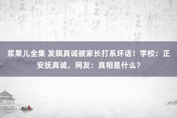 浆果儿全集 发飙真诚被家长打系坏话！学校：正安抚真诚，网友：真相是什么？