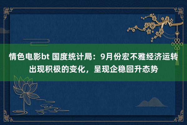 情色电影bt 国度统计局：9月份宏不雅经济运转出现积极的变化，呈现企稳回升态势