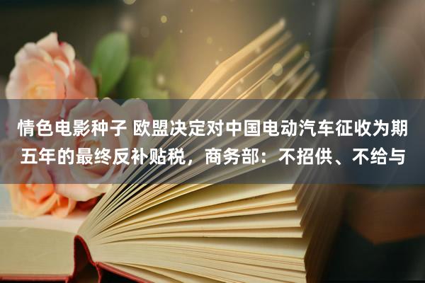 情色电影种子 欧盟决定对中国电动汽车征收为期五年的最终反补贴税，商务部：不招供、不给与