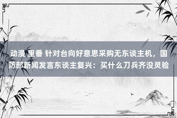 动漫 里番 针对台向好意思采购无东谈主机，国防部新闻发言东谈主复兴：买什么刀兵齐没灵验