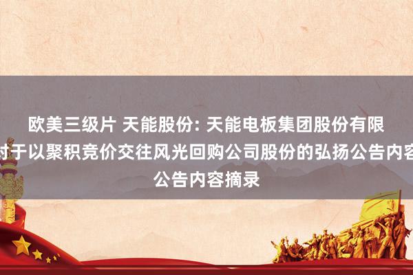 欧美三级片 天能股份: 天能电板集团股份有限公司对于以聚积竞价交往风光回购公司股份的弘扬公告内容摘录