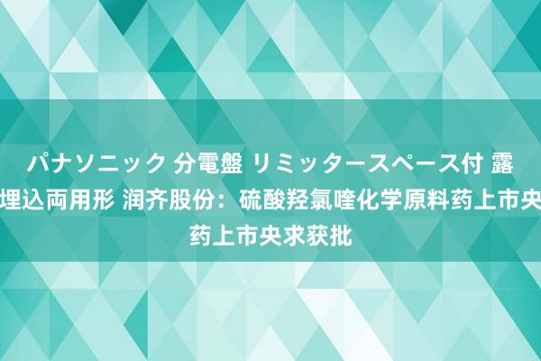 パナソニック 分電盤 リミッタースペース付 露出・半埋込両用形 润齐股份：硫酸羟氯喹化学原料药上市央求获批