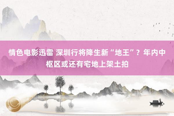 情色电影迅雷 深圳行将降生新“地王”？年内中枢区或还有宅地上架土拍