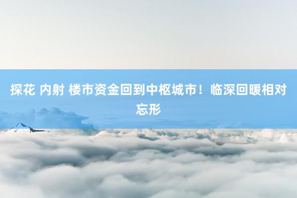 探花 内射 楼市资金回到中枢城市！临深回暖相对忘形