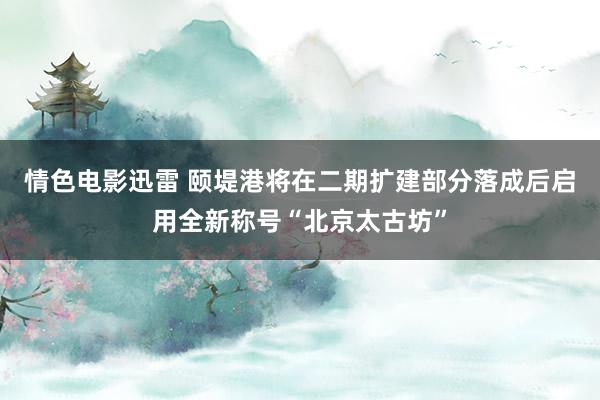 情色电影迅雷 颐堤港将在二期扩建部分落成后启用全新称号“北京太古坊”