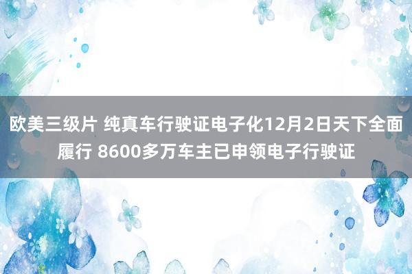 欧美三级片 纯真车行驶证电子化12月2日天下全面履行 8600多万车主已申领电子行驶证