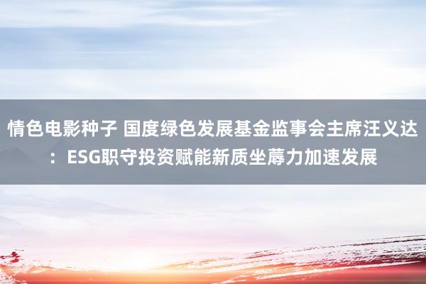 情色电影种子 国度绿色发展基金监事会主席汪义达：ESG职守投资赋能新质坐蓐力加速发展