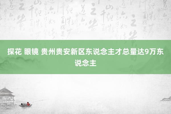 探花 眼镜 贵州贵安新区东说念主才总量达9万东说念主