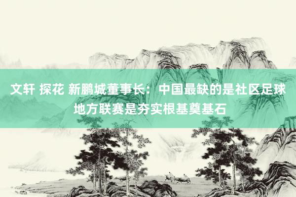 文轩 探花 新鹏城董事长：中国最缺的是社区足球 地方联赛是夯实根基奠基石