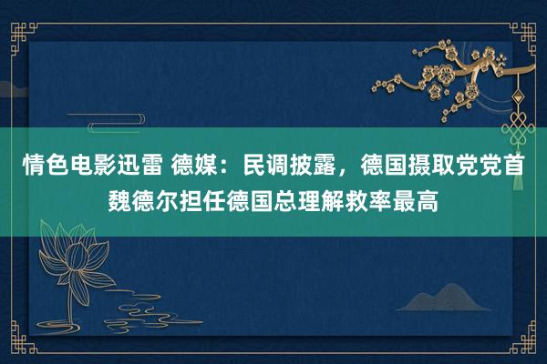 情色电影迅雷 德媒：民调披露，德国摄取党党首魏德尔担任德国总理解救率最高