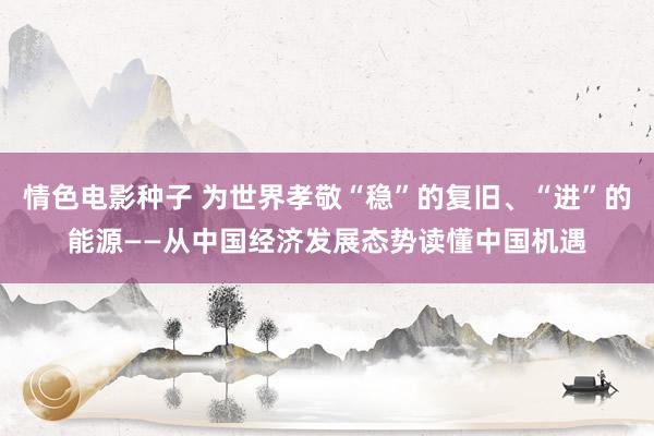 情色电影种子 为世界孝敬“稳”的复旧、“进”的能源——从中国经济发展态势读懂中国机遇