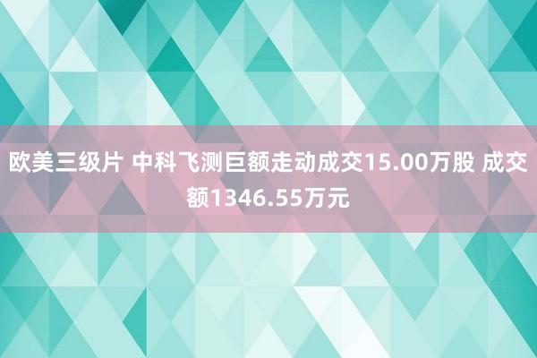 欧美三级片 中科飞测巨额走动成交15.00万股 成交额1346.55万元