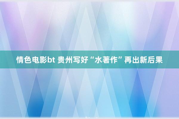 情色电影bt 贵州写好“水著作”再出新后果