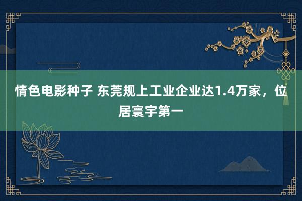 情色电影种子 东莞规上工业企业达1.4万家，位居寰宇第一