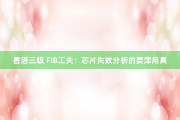 香港三级 FIB工夫：芯片失效分析的要津用具