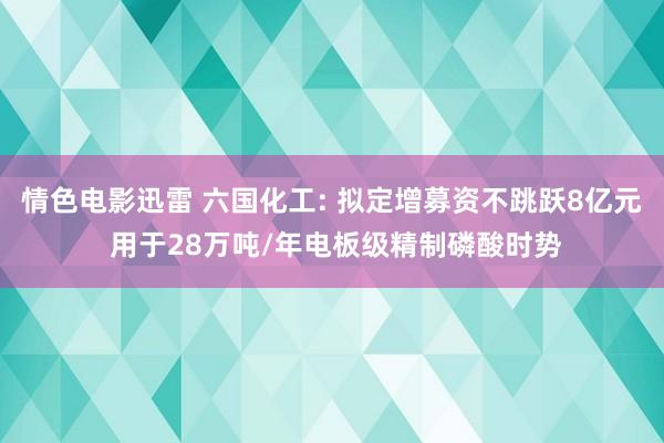 情色电影迅雷 六国化工: 拟定增募资不跳跃8亿元 用于28万吨/年电板级精制磷酸时势