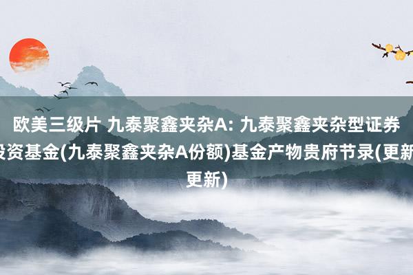 欧美三级片 九泰聚鑫夹杂A: 九泰聚鑫夹杂型证券投资基金(九泰聚鑫夹杂A份额)基金产物贵府节录(更新)