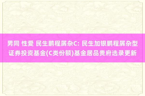 男同 性愛 民生鹏程羼杂C: 民生加银鹏程羼杂型证券投资基金(C类份额)基金居品贵府选录更新