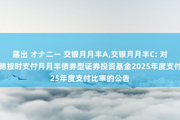 露出 オナニー 交银月月丰A，交银月月丰C: 对于交银施罗德按时支付月月丰债券型证券投资基金2025年度支付比率的公告