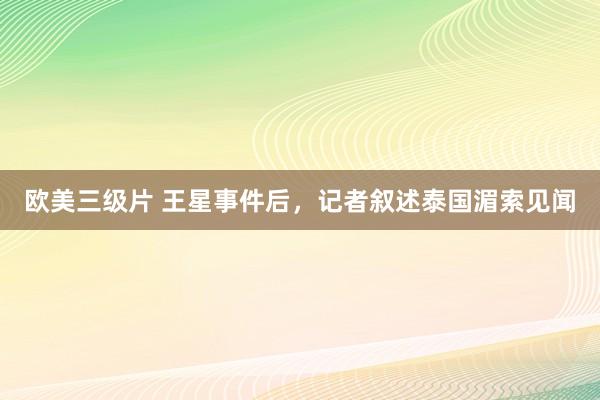 欧美三级片 王星事件后，记者叙述泰国湄索见闻