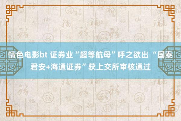 情色电影bt 证券业“超等航母”呼之欲出 “国泰君安+海通证券”获上交所审核通过