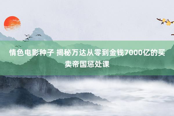 情色电影种子 揭秘万达从零到金钱7000亿的买卖帝国惩处课