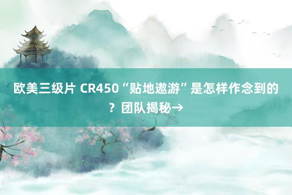 欧美三级片 CR450“贴地遨游”是怎样作念到的？团队揭秘→