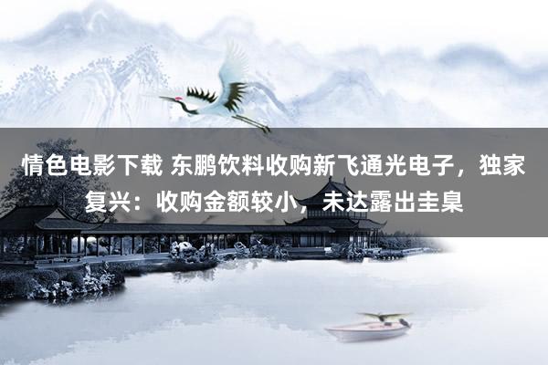 情色电影下载 东鹏饮料收购新飞通光电子，独家复兴：收购金额较小，未达露出圭臬